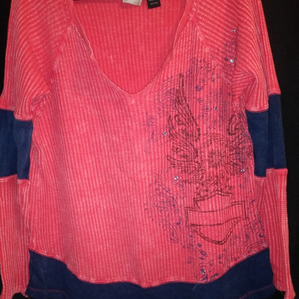 Harley Davidson Women's V-Neck Loose Thermal - L